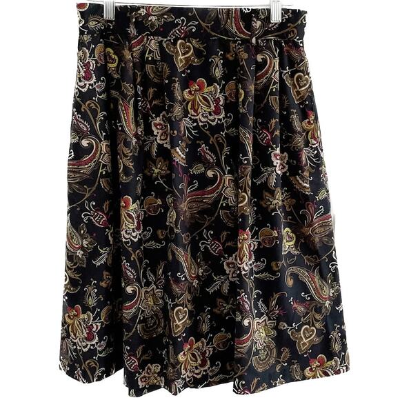 Vintage floral vine union made pleated knee length skirt retro prairie size M/L - Picture 8 of 8